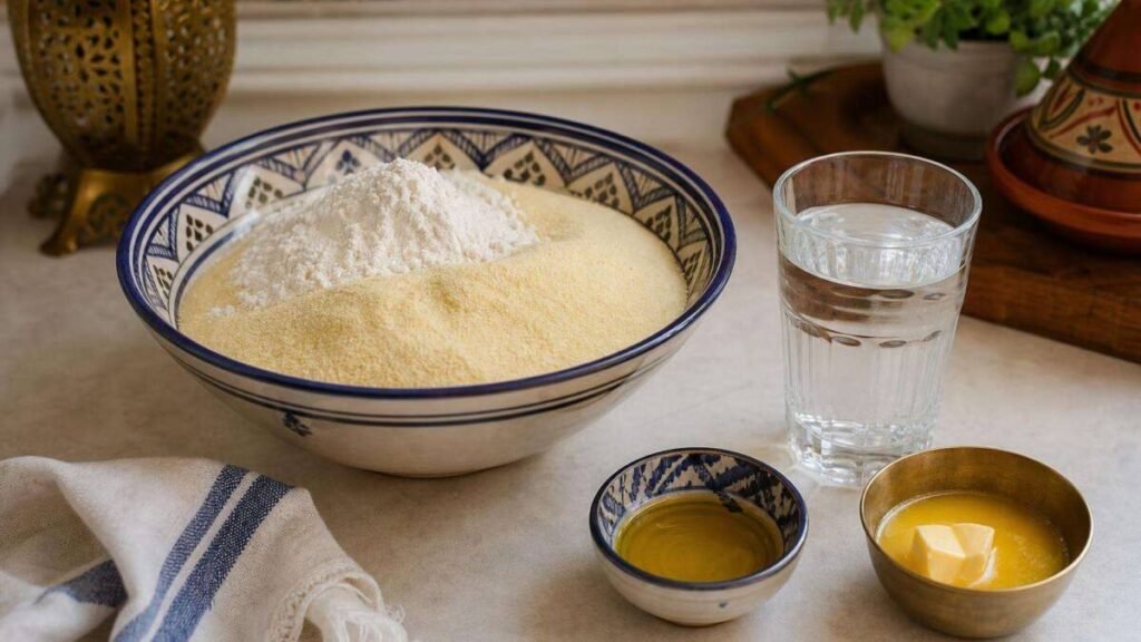 Recette de msemen à la semoule fine : proportions et temps de repos